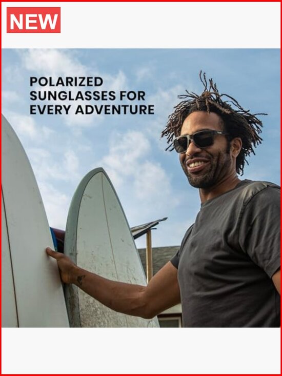 Polarized Sunglasses for Men & Women - Medium Fit Square Frame with UV